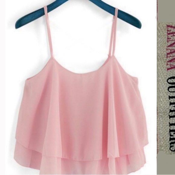 Zenana Outfitters - Women’s Pink Flowy Crop Top -S - Picture 1 of 6